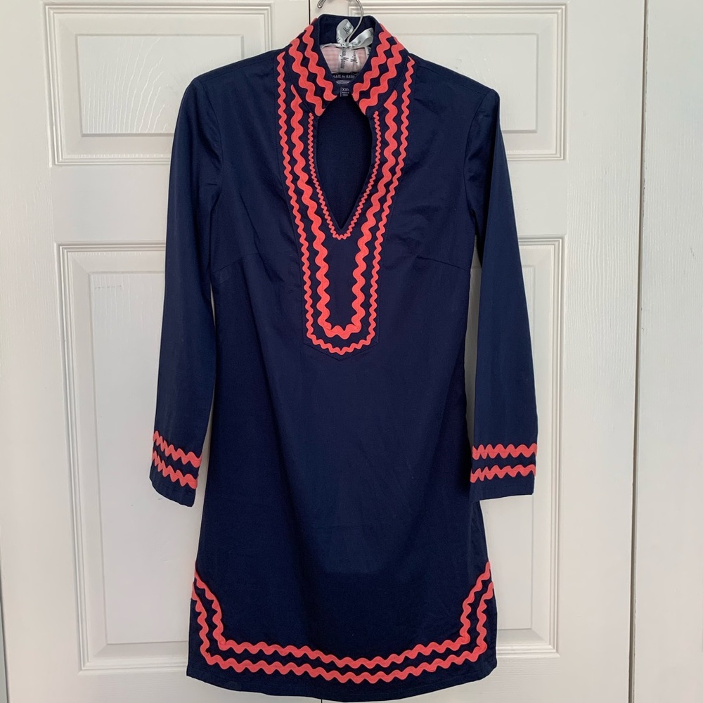 Vintage Sail to Sable Navy Blue Coral Ric Rac Tunic Dress